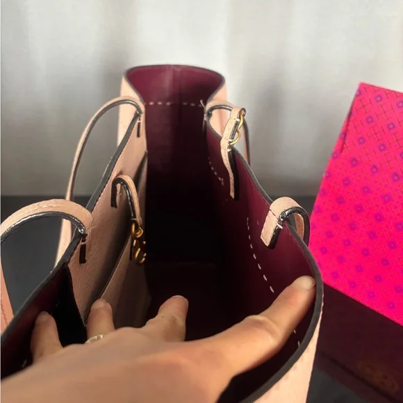 Tory Burch McGraw Pink Leather Tote Bag - Picture 12 of 14